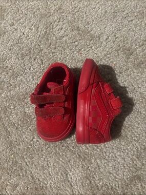 Vans Kids Red Velcro Checkerboard Sneakers